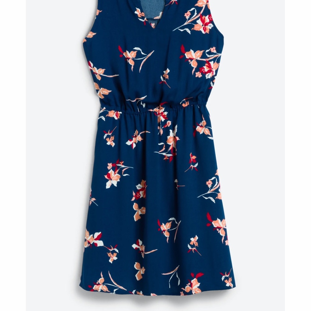 Floral Sleeveless Dress in Blue and Red